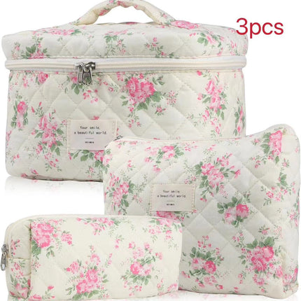 2025 Small Fresh and Cute Cotton Cosmetic Bag Niche Portable Toiletry Cosmetics Bag Floral Ins Cute Box Bag Box