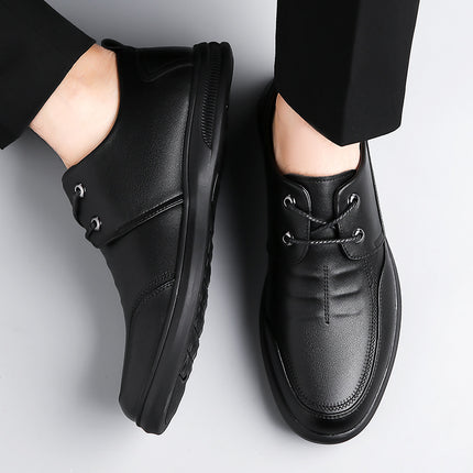 Men's Leather Shoes Spring Season Genuine Leather British Style Business Casual Men's Shoes 2026 New Model Slip-On Soft Sole Wide-Fit Dad Shoes