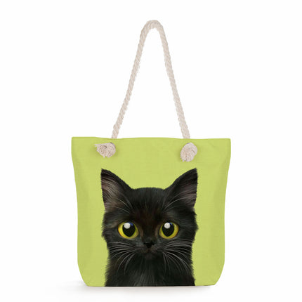 Cross-border Cute Cat Printed Shoulder Bag Simple Portable Storage Beach Bag Fashionable All-match Handbag