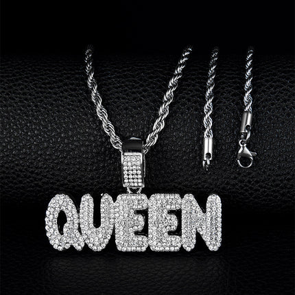 Cross-border explosions hip-hop pendant jewelry nightclub dancer alloy full diamond letter necklace factory wholesale fashion
