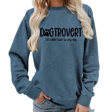 Dog trovert printed round neck women's top vests foreign trade supply autumn and winter coat casual loose European size