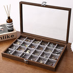 Walnut inner gray jewelry box [24 compartments]