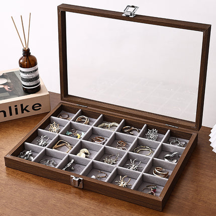 Walnut Jewelry Storage Box Ring Earrings Necklace Bracelet Box Solid Wood Large Capacity Anti-Oxidation Jewelry Display Box
