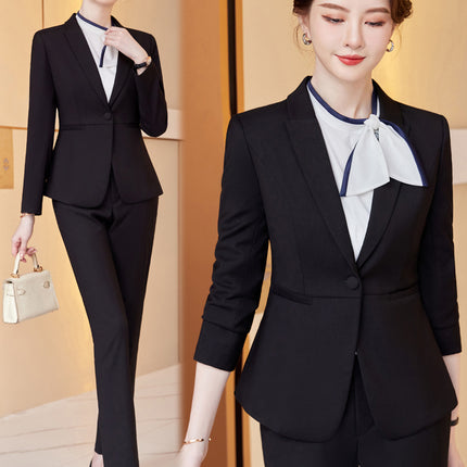 Professional Suit Long Sleeve Dress Women's Autumn Tooling Hotel Manager Dress Jewelry Store Front Desk Reception Work Clothes