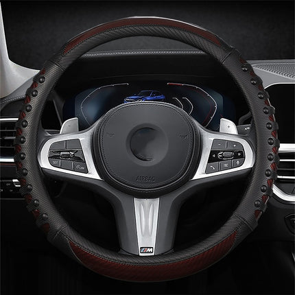 Light Luxury Car Steering Wheel Handle Cover Four Seasons Sports Car Handle Cover Carbon Fiber Leather Massage Leather Nail Handle Cover