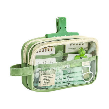 Large capacity transparent pencil case girls ins style Japanese high value students simple middle school stationery bag wholesale