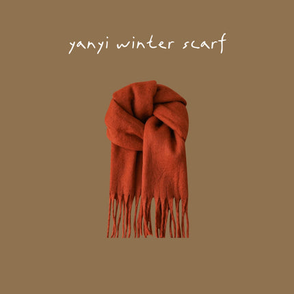 Imitation Cashmere Autumn and Winter Scarf Collection Plaid Scarf Women's Winter Thickeneded Warm Shawl Pure Color Student Scarf Cross-Border