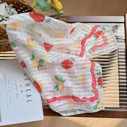 Celebrity style cotton and linen square scarf women's 58cm lightweight breathable small scarf Beautiful atmosphere photography accessories headscarf
