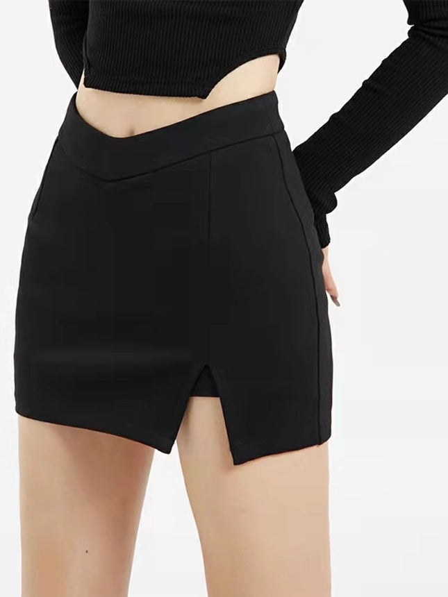 Women's V-shaped high waist slimming sheath A- line skirt skirt 2024 spring hot girl sexy hot girl short skirt