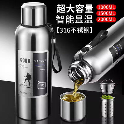 Large Capacity 316 Stainless Steel All-Steel Pot Men's Outdoor Travel Mountaineering Portable Thermos Cup Wholesale Cross-Border