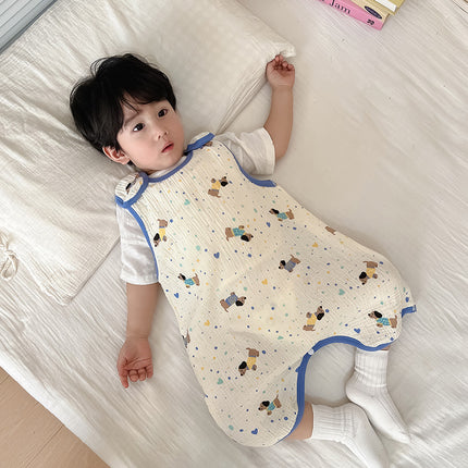 Baby Vest Sleeping Bag Summer Thin Gauze Pure Cotton Baby Kick-proof Sleeveless Children's Pajamas Air-conditioned Room Anti-cold