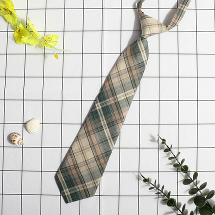JK Small Tie Women's College Style Lazy Japanese Style Plaid Uniform Shirt Tie Student ins Men's and Women's Short Free Tie