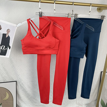 Yoga clothing suit two-piece yoga bra back sports underwear high waist hip yoga pants running suit