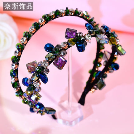 Nais Ns102 Retro Headband, High-End Luxury Hair Accessory, Handmade Hair Net, Crystal Weaving Hair Fixer