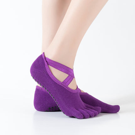 Five-Finger yoga socks women's bright strap cross strap low-cut sports socks dispensing non-slip toe five-finger socks in stock cotton socks