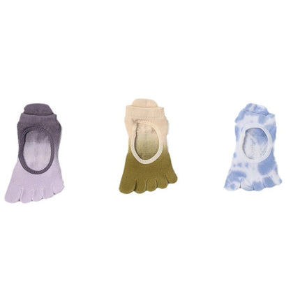 Toesox quality new gradient yoga socks tie-dyed backless five-finger socks sports pilates dispensing non-slip socks