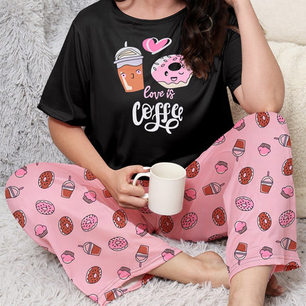 Foreign Trade Cross-border European and American plus size Pajamas Women's Summer Cute Printed Short-sleeved Trousers Home Clothes suit Wholesale