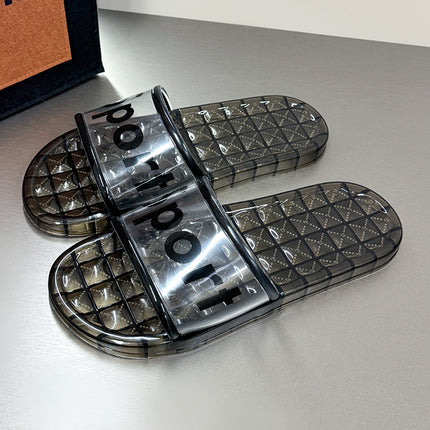 2025 summer new home indoor bathroom bath non-slip transparent deodorant flat bottom soft bottom crystal slippers dormitory