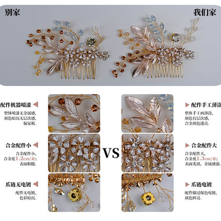European and American Bride Jewelry Three-piece Suit High-class Dance Wedding Jewelry Alloy Diamond Crown Necklace Earrings suit