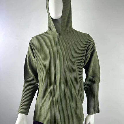 Miyake Clothes House Men's Pleated Zipper Cardigan Jacket Hoodie Sweater Jacket Loose Casual Autumn and Winter JL106