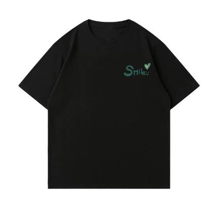 Summer New Smiley Print Short-sleeved T-shirt Loose All-match Top Round Neck Slimming Men's and Women's Cross-border Explosions