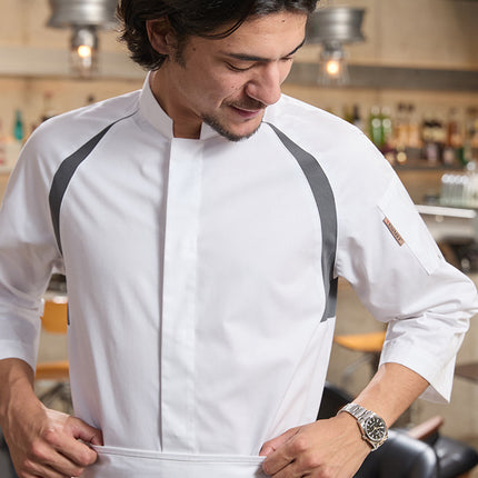 Tesmei Chef Work Clothes Men's Long Sleeve Four Seasons High-end Restaurant Baking Hotel Kitchen Chef Clothes