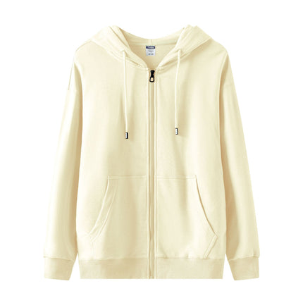 Trendy European and American Style Oversized Drop-Shoulder Fleece Zip-Up Hoodie with Pockets for Autumn and Winter