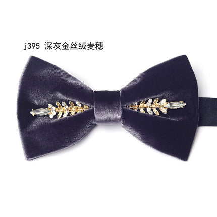 Imitation Horn Black Bow Tie Men's Formal Banquet Wedding Groom and Best Man High-End Velvet Pure Color Bow Tie for Women