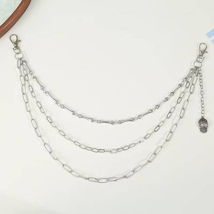 European and American Fashion Trendy Denim Jk Metal Pants Chain Hip-Hop Rock Bone Chain Skull Pendant Personalized Pants Chain