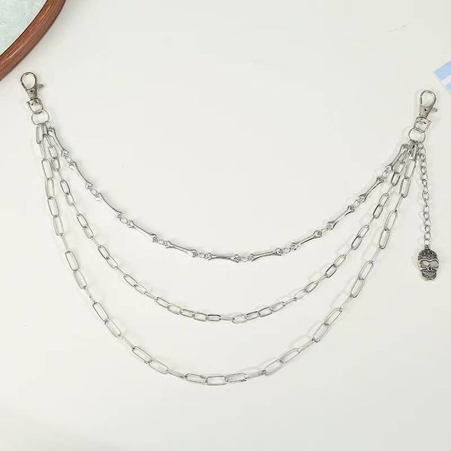 European and American Fashion Trendy Denim Jk Metal Pants Chain Hip-Hop Rock Bone Chain Skull Pendant Personalized Pants Chain