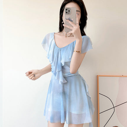 Fairy Swimsuit Female Ruffled Girl Student plus size Hot Spring Belly Covering Conservative Slimming Hot Spring plus size New Swimsuit