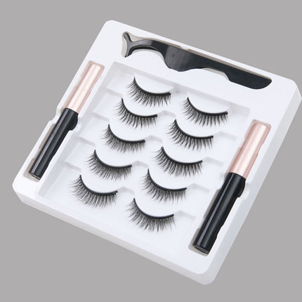 Wholesale magnetic eyeliner false eyelashes magnet false eyelashes 3D three-dimensional net red magnetic false eyelashes 3 pairs of suit