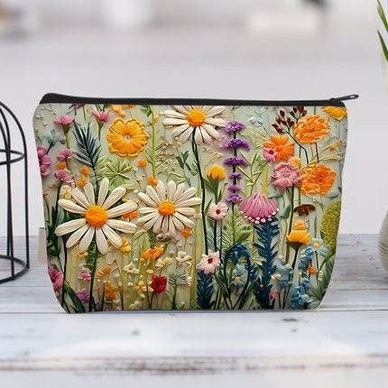 Cross-border Hot Selling Printed Canvas Cosmetic Bag Women Clutch Bag Student Zipper Pencil Case Wholesale Large Capacity Storage Bag