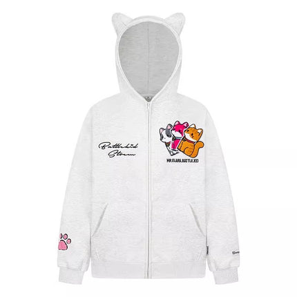 Trendy American-Style Embroidered Dog Patch Hoodie for Men, Loose and Casual Autumn/Winter Jacket