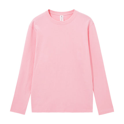 Live explosions cotton 230g heavy round neck T-shirt solid color long sleeve loose bottoming shirt women Xinjiang cotton logo