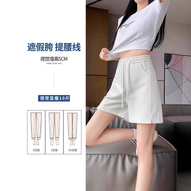 Gray Sports Shorts for Women 2025 Summer New Hot Style Summer Hot Mid-Pants American Casual Three-Quarter Pants