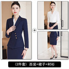 Blue suit + skirt + shirt / S