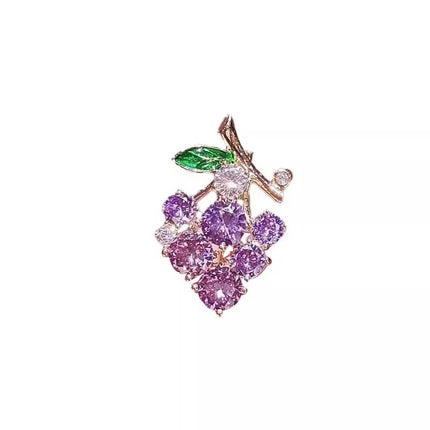 Mini Exquisite Grape Small Pin Elegant All-match Suit Brooch Cute Anti-light Fixed Buckle Women's Pressage Flap Purple