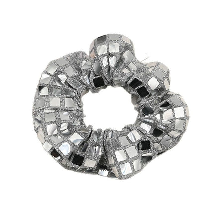 New cross-border silver large intestine hair ring women's head high sense hair ring fabric hair rope light luxury hair accessories wholesale