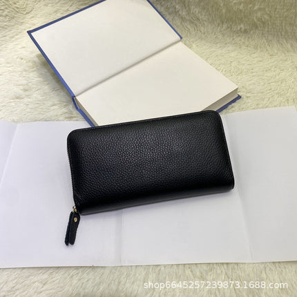 Long Wallet, Classic Style, Embossed Leather Wallet, Cross-Border First-Layer Cowhide, Fashionable Coin Purse, Clutch Bag, Coin Purse