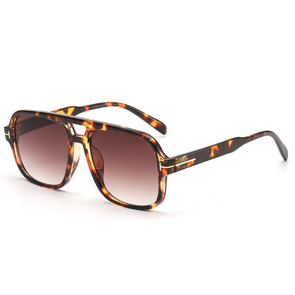 2025 retro double beam large frame small UV-proof sunglasses Korean style outdoor travel decorative flat glasses