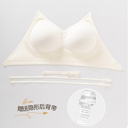 Black Halter Neck Strap Beautiful Back Bra for Women with Small Bust, Push-Up Cross U-Shaped Backless Invisible Seamless Bra