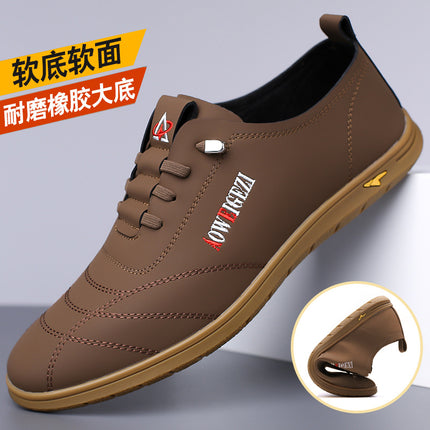Oviege Autumn New Men's Casual Leather Shoes Soft Bottom Soft Surface Comfortable Breathable Yadan Style Fashion Men's Shoes