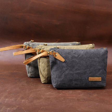 Wholesale New Canvas Men's Clutch Bag European and American Retro Clutch Bag Change Key Portable Storage Bag Small Bag