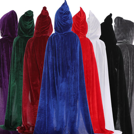 Amazon Hot Sale Halloween Cloak Poncho Witch Wizard Cloak Children Adult Velvet Gold Velvet Cloak