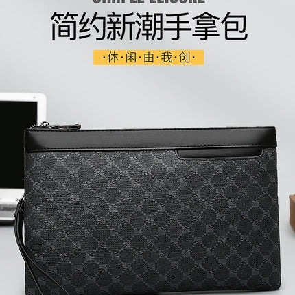 Clutch Bag Men's Large Capacity Mobile Phone Soft Leather Men's Clamp Bag New Fashion Retro Envelope Bag Clutch Bag