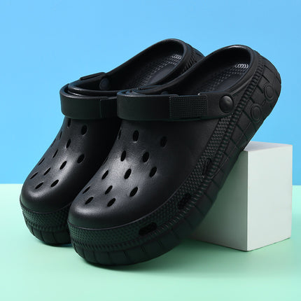 New Style Hole Shoes Women's Outer Wear Summer Non-slip Baotou Slippers for Couples Increased Breathable Wear-resistant Deodorant Beach Slippers