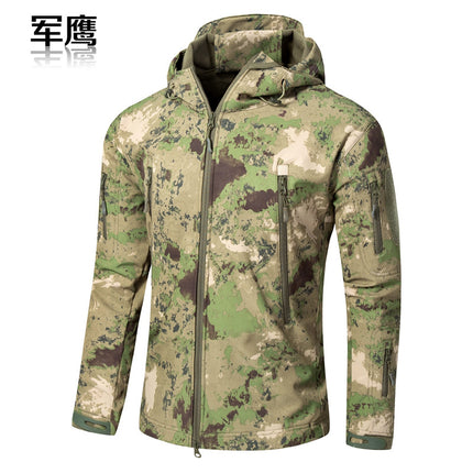 2026 Cross-Border Military Eagle Shark Skin Soft Shell Tactical Camouflage Jacket Men's Warm Breathable Wear-Resistant Military Fan Waterproof Jacket
