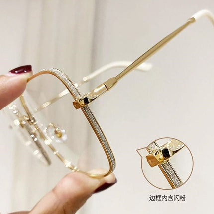 Anti-blue Light Myopia Glasses Women's Light Flat Glasses Metal Frame Internet Red Big Face Slimming Myopia Finished Glasses