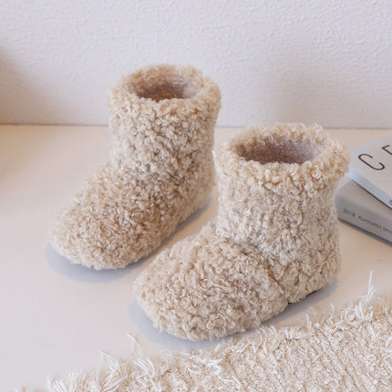 Cross-Border Customized Dropshipping Loop Velvet Girls' Boots 2025 Winter Korean Style Sleeve Shoes Baby Fur Boots Soft Sole Non-Slip